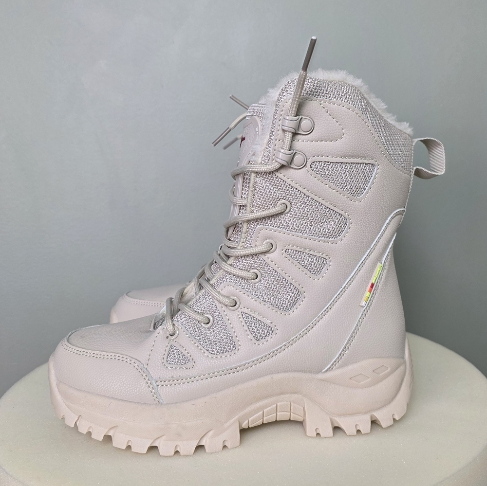 Waterproof Cream Snow Boots Outdoor Mid-tube Lace-Up Size 38EU - Picture 9 of 15